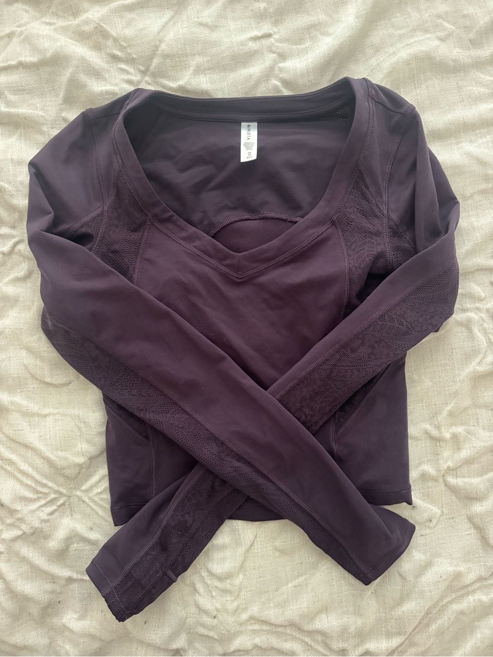 Athleta Plum Long Sleeve Active Crew Top